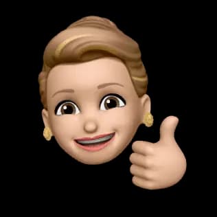 A smiling memoji with blonde hair and a thumbs-up.